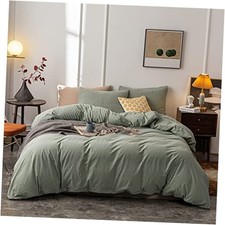 Washed Cotton Duvet Cover Ultra Soft 100 Cotton Solid Color King Olive Green
