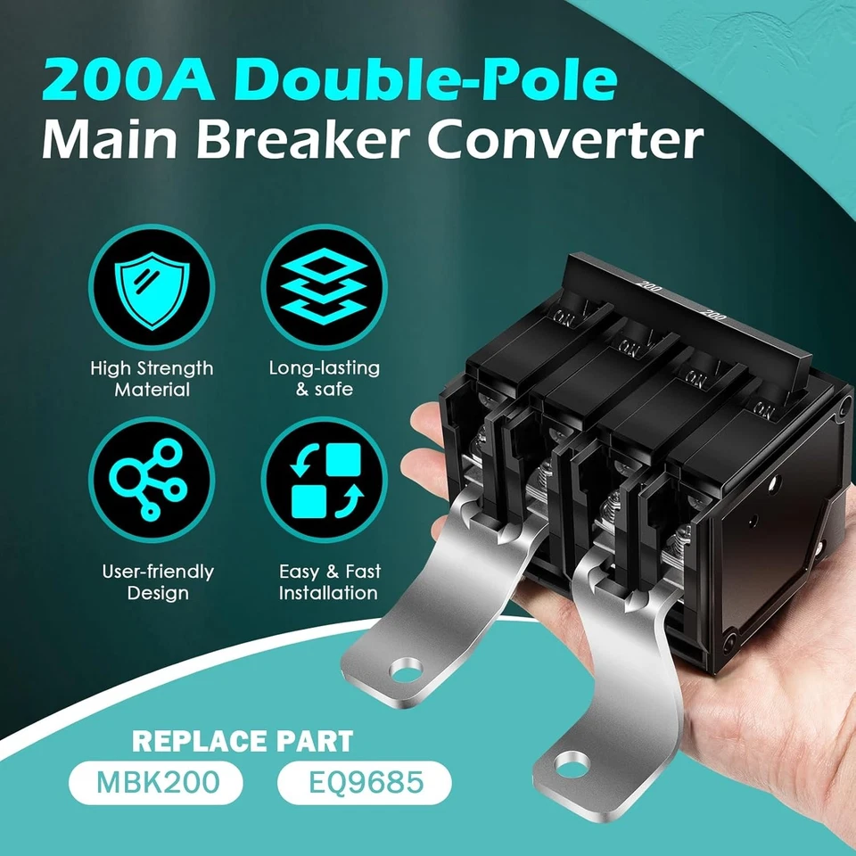 Kit de conversión de interruptor principal de 2 polos #MBK200 200 amperios para centros de carga Siemens EQ Foto 2 de 4