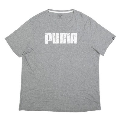 Puma Herren T-Shirt Grau Baumwollmischung Classic 2XL Kurzarm Rundhals Logo