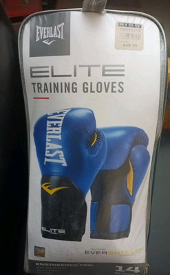 Everlast  Elite Pro Style Training Boxing  Gloves Blue 14 oz. Breathable NEW
