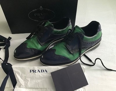 PRADA Lederschuhe  Gr. 9 (43) Grün Blau Archiv