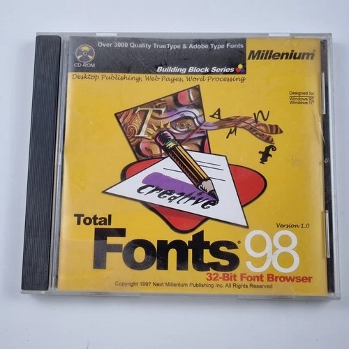 Total Fonts 98 (CD-ROM, 1997) | 3000+ TrueType & Adobe Fonts, Windows 95/NT
