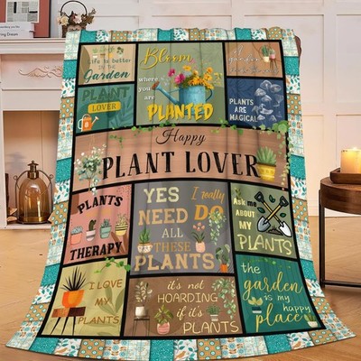 Plant Gardening Gifts Blanket Women Lover Fleece Flannel Cozy 50x40 Inch