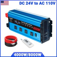 4000W 8000W Pure Sine Wave Power Inverter DC 24V To AC 110V Car Converter 4 x AC
