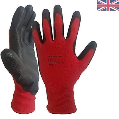 12 Paar rote Nitrilhandschuhe mit hervorragendem Halt - ideal für Arbeit & Gartenarbeit