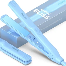 Bliss Hand-Sized Mini Hair Straightener - 0.7 Inch Portable Ceramic Small Fla...