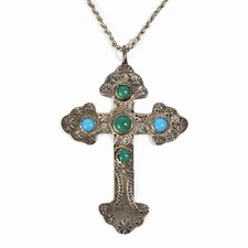 Vintage Mexican Sterling Silver Turquoise Cro...