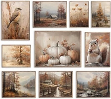 JarThenaAMCS 10Pcs Fall Rustic Wall Art Prints Vintage Autumn Countryside... 
