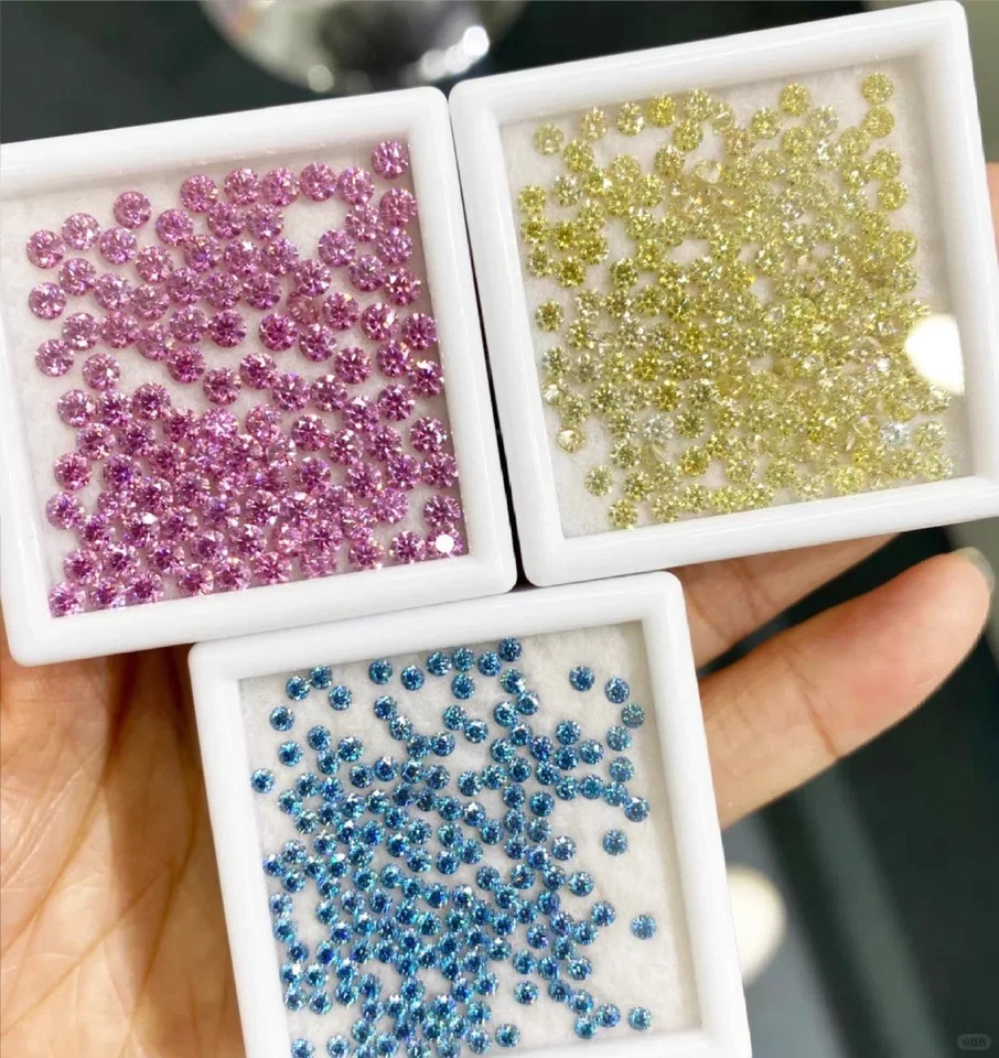 0.5-3ct Pink Yellow Blue 5pcs 10pcs VS1 Round Cut Excellent Moissanite with GRA - Image 3 of 4