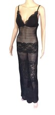 Gianni Versace F/W 1993 Runway Couture Sheer Knit Mesh Lace Evening Dress Gown 