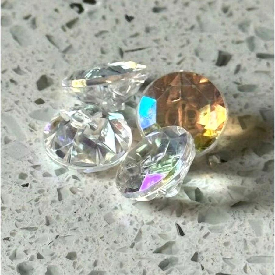 Vintage Y2K Set of 4 Iridescent Round Shank Buttons Crystal Decorative 1/2" - Image 3 of 4