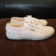 Superga Women's White Canvas Sneakers With Stars Size 8