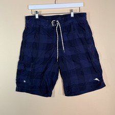 Tommy Bahama Blue Plaid Summer Board Shirts Men's Size Medium M