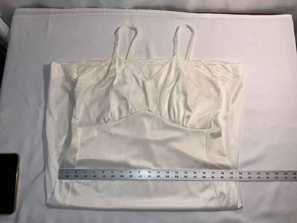 2 camisolas vintage de nailon 4 bragas rosa blanco marfil tostado talla 38-40 forro de encaje Foto 4 de 4