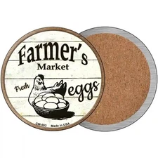 Farmers Market Eggs Novelty Circle Coaster Set of 4