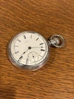 Antique 1885 Large AWC Co Waltham Sidewinder Pocket Watch Silver Filled SERVICED