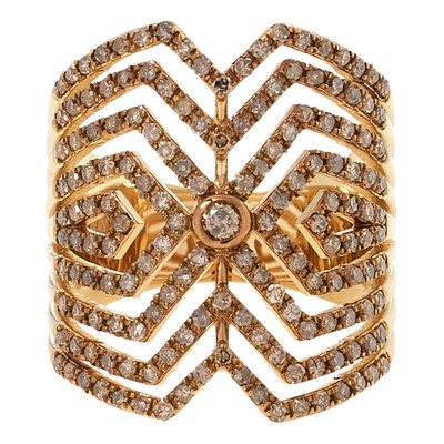 Raritäten Sterling Silber 1 kt Champagner Diamant Art Deco Ring, Größe 6 