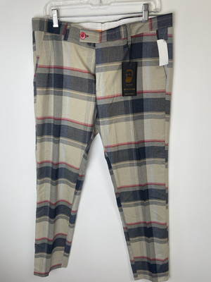 DJ Plus By Aron Imani Pants Mens 46 38W Plaid Straight Leg Dress Golf Pants