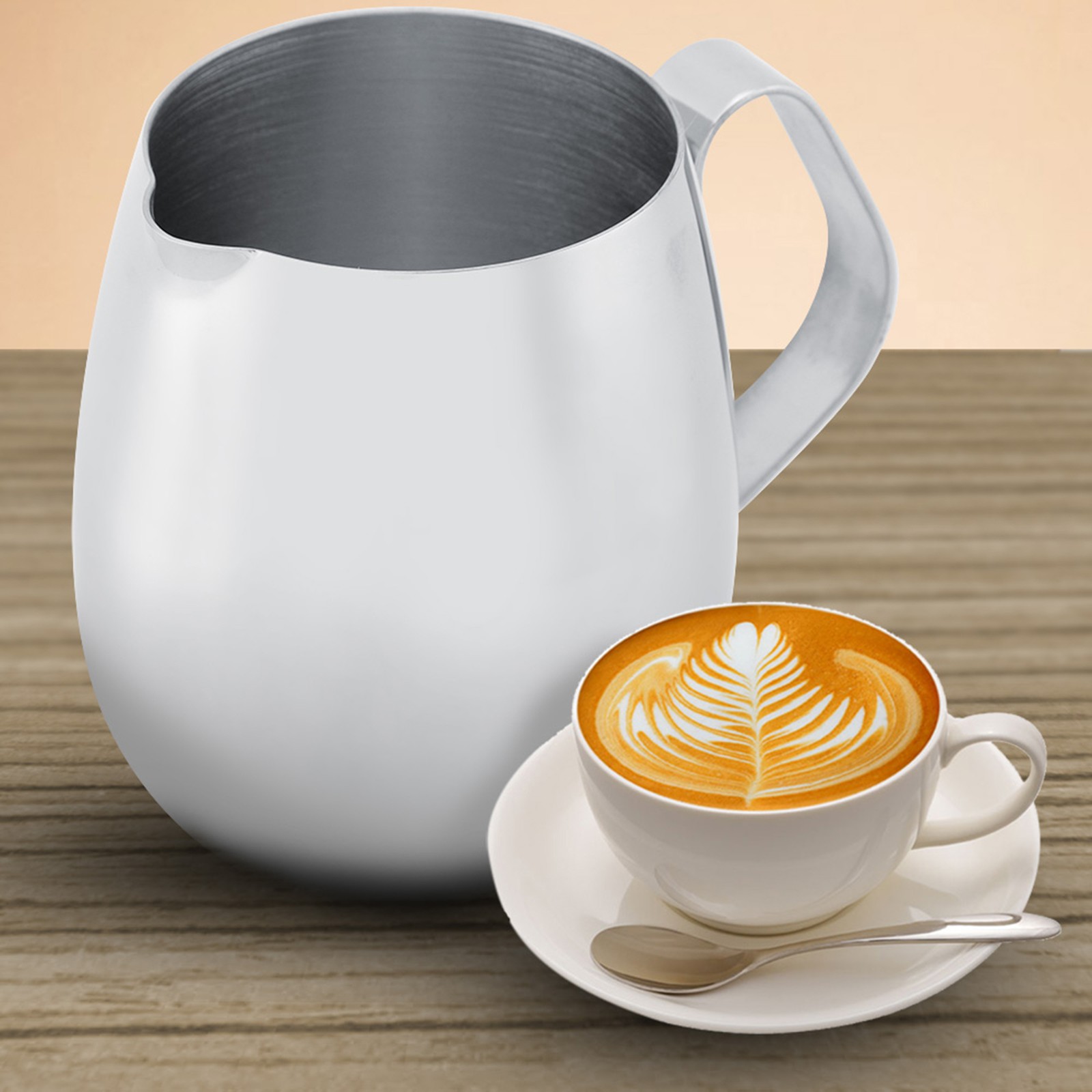 1-Pack Stainless Steel Milk Frothing Pitcher Smooth Pour Latte Coffee Jug For