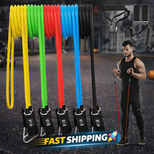 10PC Resistance Bands Set 150LB Home Gym Workout Fitness Kit w/ Handles Fitness