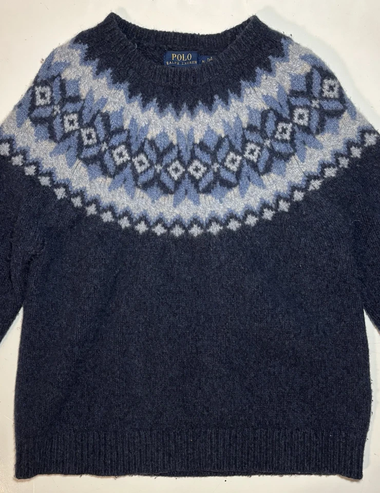 Polo Ralph Lauren Hombre’s M 100% Lana Fair Isle Yugo de Nieve Suéter Navidad Invierno Foto 4 de 4