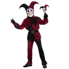 Spooktacular Creations Halloween Clown Costume, White Black Jester Clown Cost...