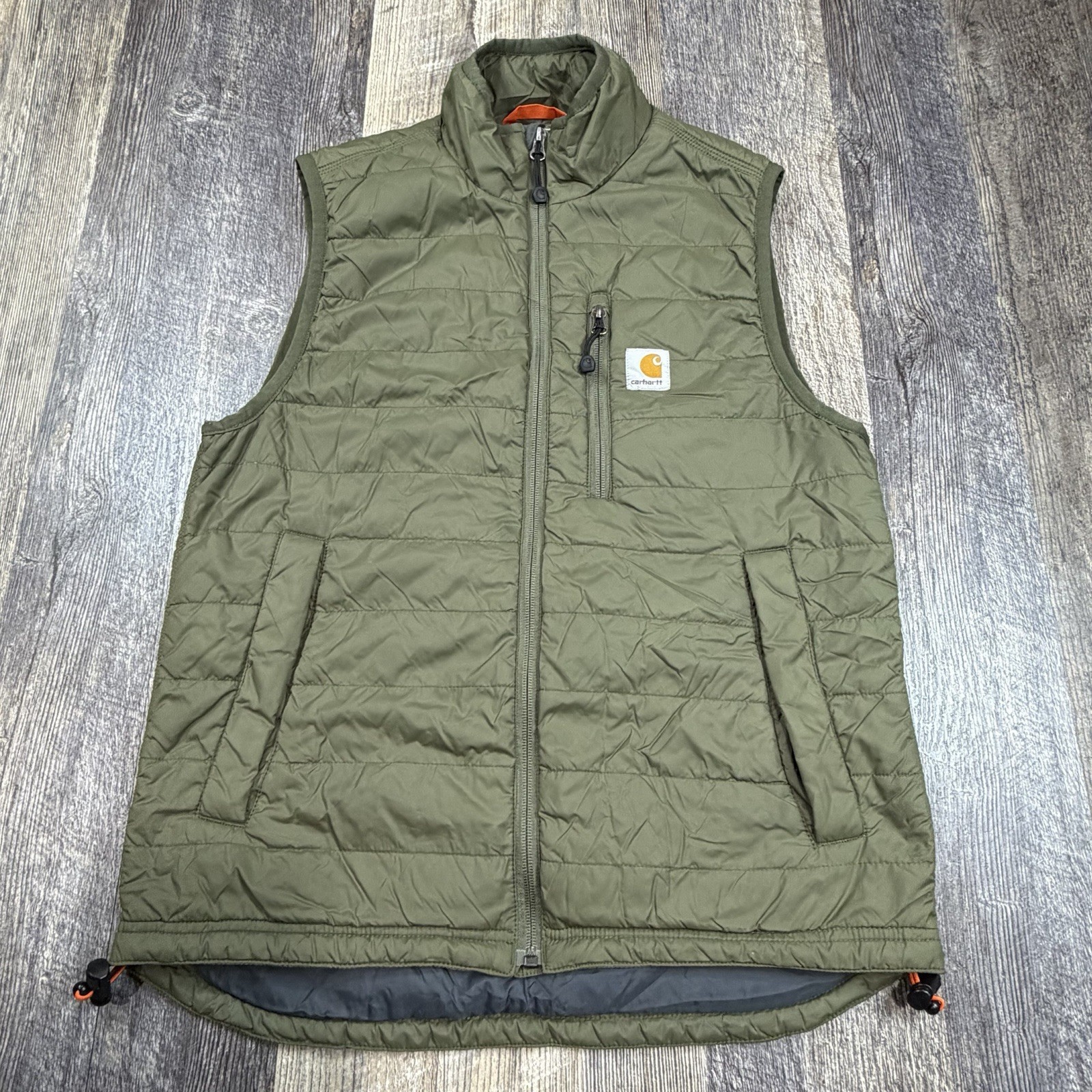 Carhartt Gilliam Vest Green Mens Small Rain Defender Quilted Insulated Full Zip