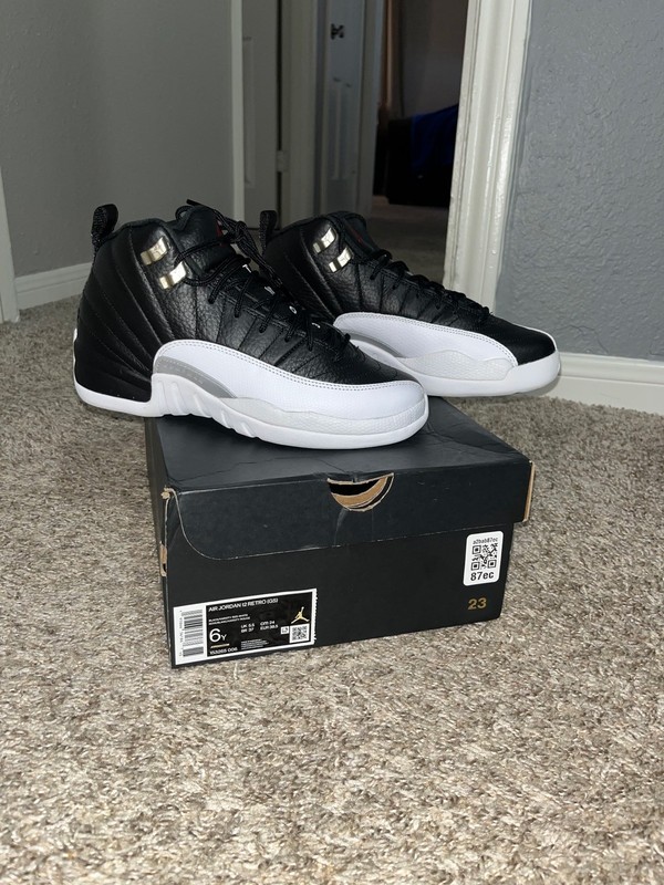 Jordan 12 Retro (GS) "Playoff" Big Kids' Shoes Black-Varsity Red-White Size 6Y