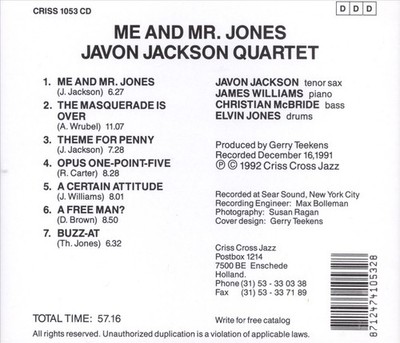 JAVON JACKSON QUARTET - ME AND MR. JONES NEW CD