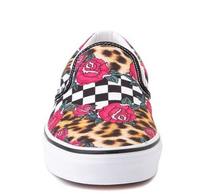 Leopard Print Vans Rose Checkered Vans Off The Wall Slip-on Sneakers Rose Check Cheetah