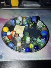 Lot Of Vintage Swirl Glass Marbles With Shooters Cat  s eyes Solid m1