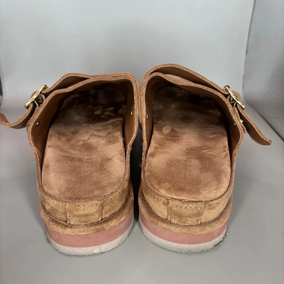 Madden Girl Clogs Taupe Suede Buckle Platform Mule Shoes Women's Size 8M - Image 4 of 4