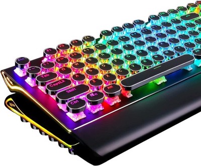 RK ROYAL KLUDGE S108 Typewriter Keyboard, Retro Mechanical Gaming Keyboard Wired