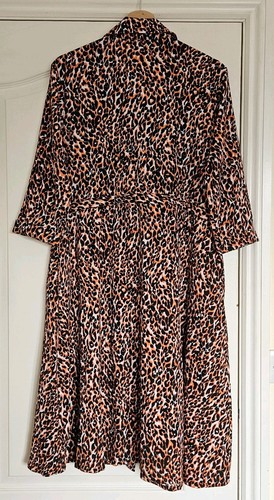 Dannii Minogue 3/4 Sleeve Animal Print Crinkle Shirt Dress, Size 12 PETITE - Picture 5 of 10