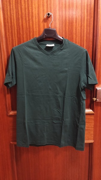 Camiseta manga corta cuello pico verde de Mango