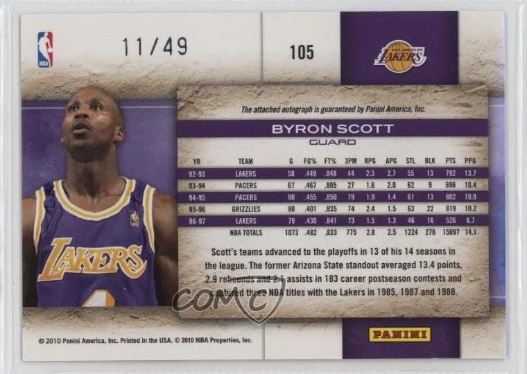2009-10 Panini Studio Legend Proofs Silver Signatures /49 Byron Scott #105 Auto - Image 2 of 2