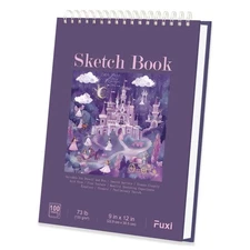 Purple Sketch Book for Women - 9x12 Girls Sketch Book, 100 Sheets 73lb/120gsm...