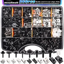 260PCS U-Nut Clips & Automotive Body Fender Bolts Kit,for Most Cars Fender,En...