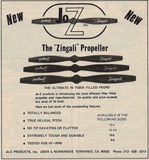 Vintage Print Ad Jo-Z Products Zingali Propeller 1980 Torrance CA u