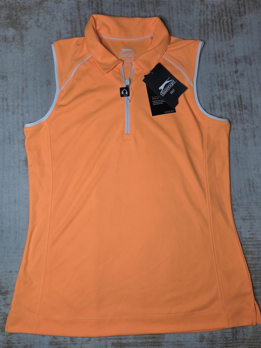 Slazenger Tech Sleeveless Polo Shirt Womens Small Atomic Orange