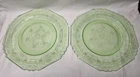 Pair of 9.75” Uranium Glass Dinner Plates - Anchor Hocking Princess Pattern