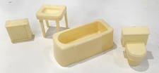 VTG 3 pc White Plastic Doll house Bathroom Tub Sink  Toilet