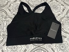NWT Fabletics Woman No-Bounce High Impact Black Sports Bra Padded Medium