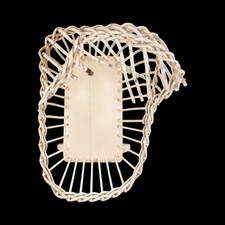 Bassinet bambola vintage in vimini e legno tutto originale giocattolo antico da collezione