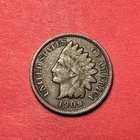 (1) Beautiful Antique 1909 Indian Head Cent/Pennt CHOICE F-FINE  LAST YEAR