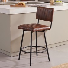 Swivel Counter Height Barstool with Back, Upholstered 26'' Counter Stool with...