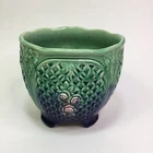 Antique Majolica Weller Art Nouveau Rose Planter Floral Blue Green Large