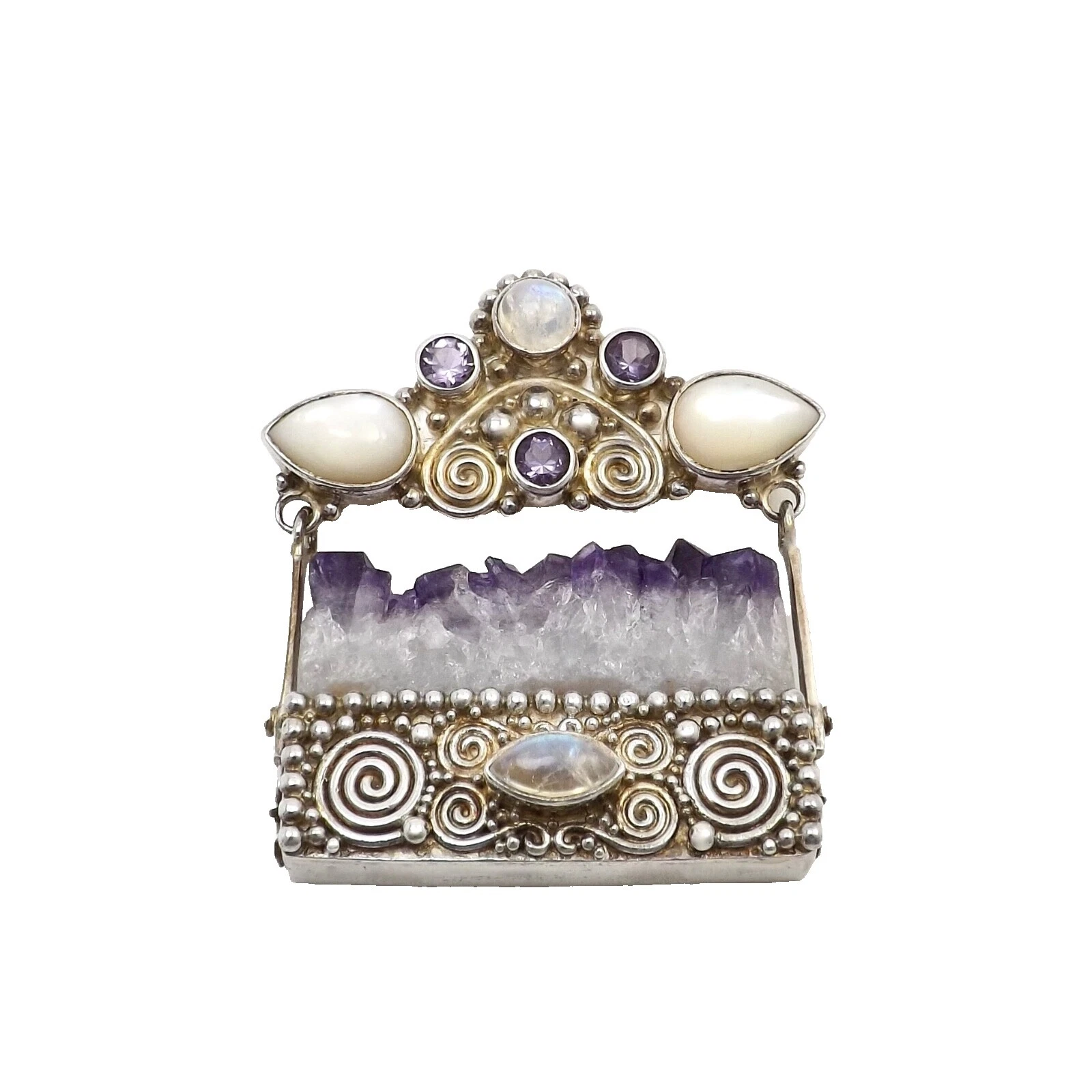 Броши и булавки ручной работы из стерлингового серебра с аметистом