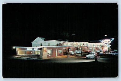 Yankton South Dakota SD Postcard Flamming Court #2 And Coffee Shop At Night
