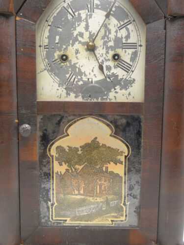 Antique New Haven Sharp Gothic Steeple Clock key wind 30 hour wood case - Picture 3 of 16